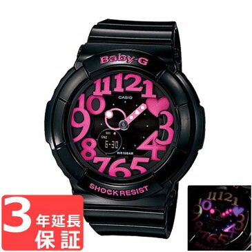 【名入れ対応】 【3年保証】 Baby-G ベビーG カシオ CASIO Baby-G CASIO BGA-130-1BDR ネオンダイアル レディース キッズ 子供 腕時計 ブランド 海外モデル ブラック 黒×ピンク