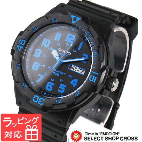 【名入れ・ラッピング対応可】 カシオ CASIO メンズ 腕時計 アナログ デイデイト スタンダード MRW-200H-2B ブラック/ブルー 海外モデル 【あす楽】