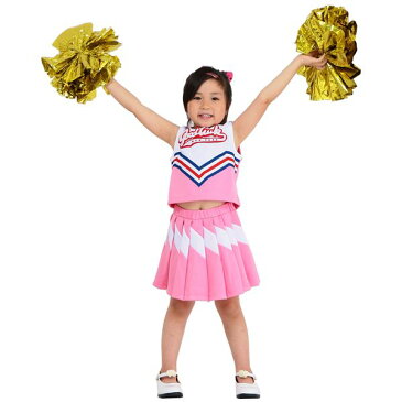 子供用 コスプレ衣装 【キッズジョブ チアガール ピンク120サイズ】 洗える ポリエステル 〔ハロウィン〕