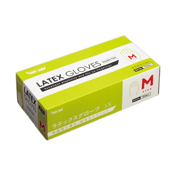 〔まとめ〕 川西工業 ラテックスグローブ 粉なし M #2134 1箱 (100枚) 〔×2セット〕 使い捨て手袋 使いきり手袋