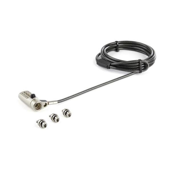 StarTech.com 4桁ダイヤル錠セキュリティワイヤー 2m 標準スロット／Noble Wedgeスロット／NanoSaverス..