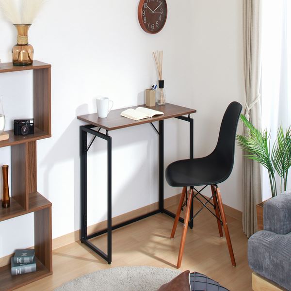 フォールディングデスク 約幅80×40cm BR ブラウン 完成品【代引不可】