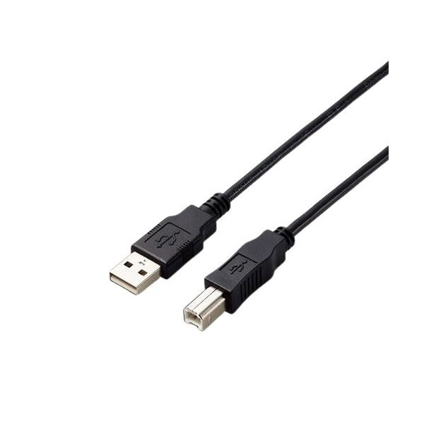 (まとめ)エレコム USB2.0 A-Bケーブル1.0m RoHS指令準拠(10物質) U2C-AB10BK/ID 1本【×10セット】