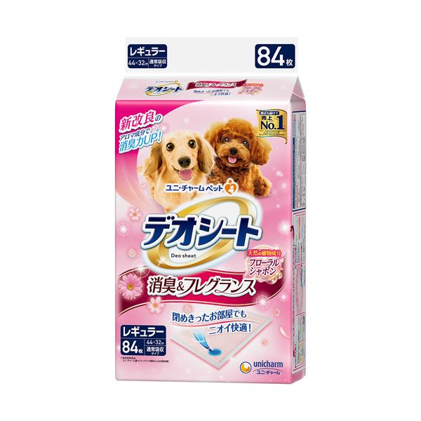(まとめ）ユニ・チャーム デオシート消臭＆フレグランス フローラルシャボンの香り レギュラー 1パック（84枚）【×10セット】