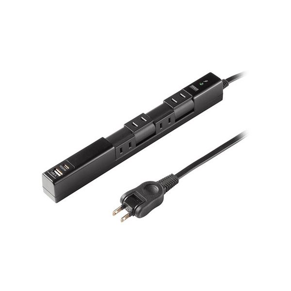 サンワサプライ 回転タップ AC4個口+Type-C+USB-A PD20W ブラック TAP-B113UC-2BK