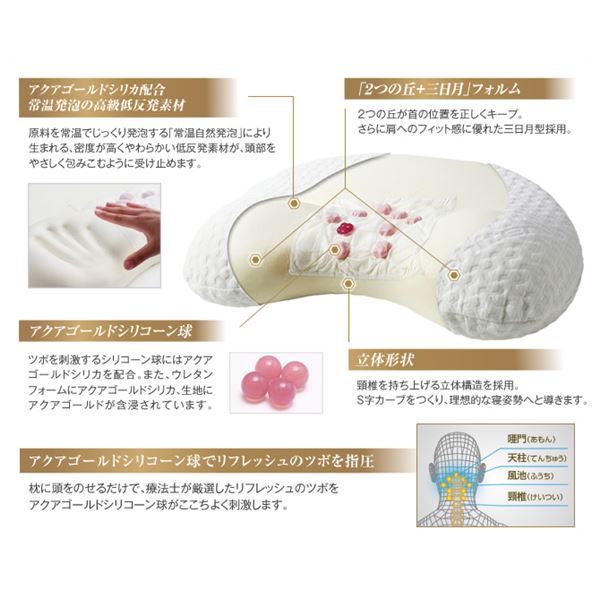 療法士指圧ピロー/枕 【ヒルズスリープ型 厚み約8.5〜10cm】 日本製 低反発 ツボ指圧仕様 『ファイテン 星のやすらぎ』 [3]