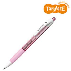 （まとめ）TANOSEE ノック式油性ボールペン（なめらかインク） 細字 0.7mm クリアピンク（インク：黒） 50本