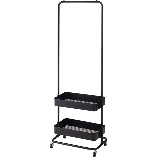 ハンガーワゴン ブラックトレイ 2段 （約W59.5×D37×H150／175cm） 組立式