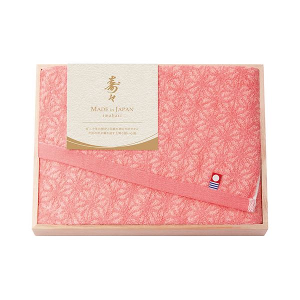 【5個セット】 寿々〜じゅじゅ〜 日本製 愛媛今治 木箱入りフェイスタオル 紅 22513201X5