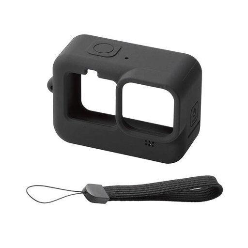 エレコム GoPro HERO9 Black用 シリコンケース ハンドストラップ付き アクションカメラ ゴープロ9 ブラック AC-GP9BSSCBK エレコム GoPro HERO9 Black用 シリコンケース ハンドストラップ付き アクションカメラ ゴープロ9 ブラック AC-GP9BSSCBK