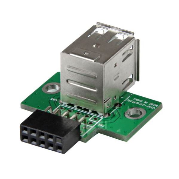 （まとめ） StarTech.com マザーボードピンヘッダー接続USB 2ポート増設変換アダプタ USB A（メス）×2-IDC10ピン（メス） USBMBADAPT2 1個 【×3セット】