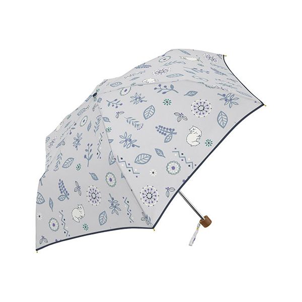 三国 MKN 雨でも晴れでも安心 シルバーコーティング雨晴兼用 55cm耐風楽ミニ傘 kasvi&CAT グレー S2711503