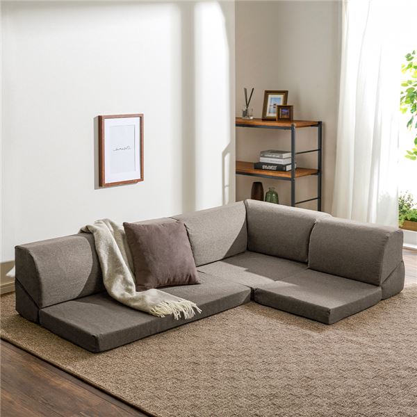 フロア コーナーソファ 3点セット グレー 1人掛け 2人掛け コーナー ソファセット フロアソファ ローソ..