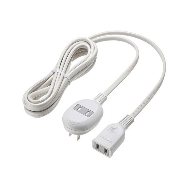 サンワサプライ プラス1個口延長コード 2P・1個口+1個口・3m ホワイト TAP-B8-3K