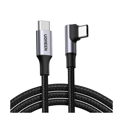 ユーグリーン USB-C to USB-C L字ケーブル 100W 2m ブラック 70645 1本 ユーグリーン USB-C to USB-C L字ケーブル 100W 2m ブラック 70645 1本