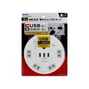 朝日電器 耐雷丸形USBタップ4個2m WLS-LS402RUSB(W)|詳細画像