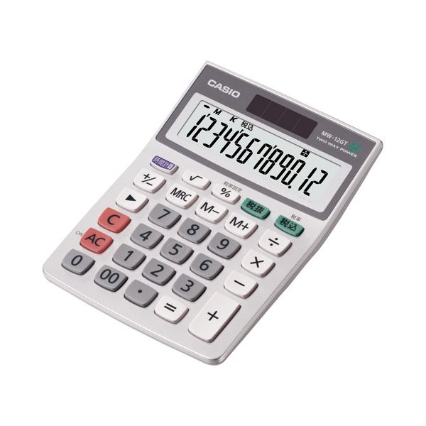 （まとめ）カシオ 特大表示電卓 12桁ミニジャストサイズ MW-12GT-N 1セット(3台)【×3セット】
