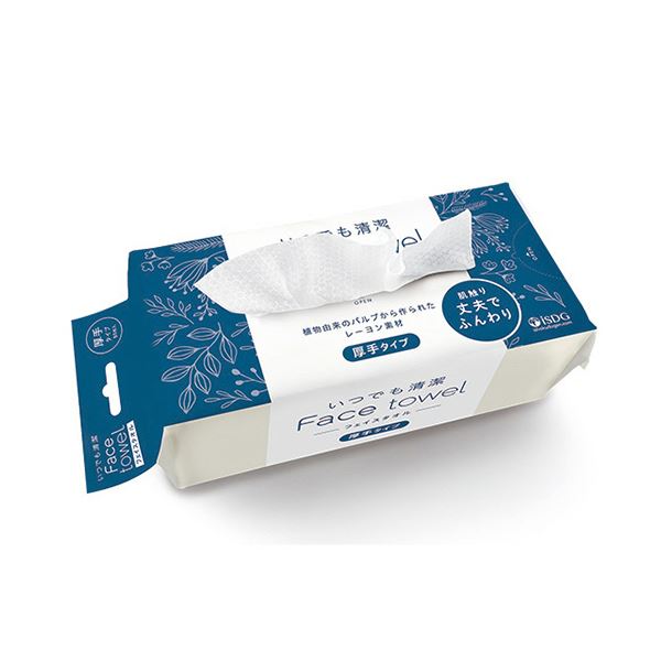（まとめ） 医食同源ドットコムいつでも清潔フェイスタオル 厚手タイプ 80枚 1パック 【×5セット】(3)
