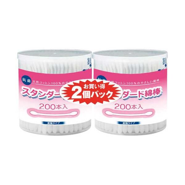 （まとめ）コットン・ラボ スタンダード綿棒200本2個パック（×5セット）
