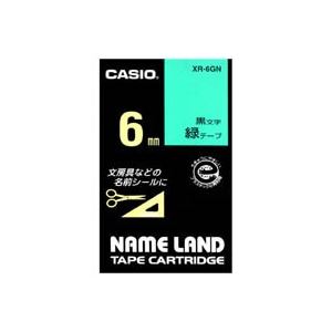 (業務用5セット) CASIO カシオ ネームランド用ラベルテープ 【幅：6mm】 XR-6GN 緑に黒文字(2)