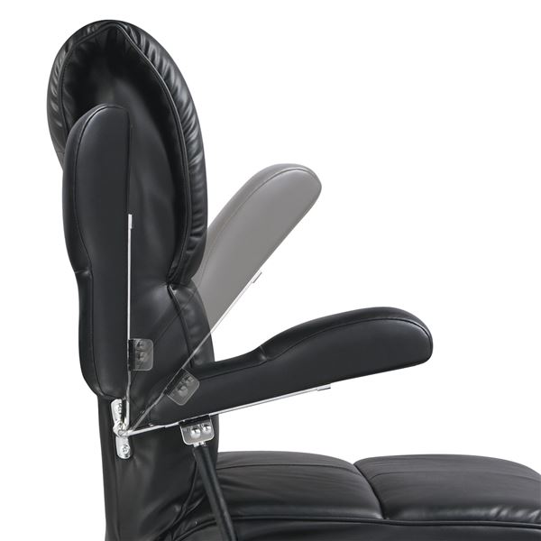スーパーソフトレザー座椅子 【響】 肘掛け 13段リクライニング/座面360度回転 日本製 ブラック(黒) 【完成品】