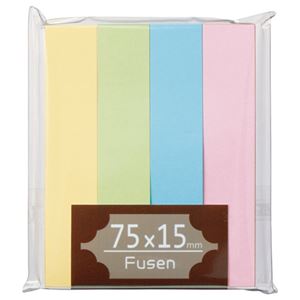 （まとめ） TANOSEE ふせん 75×15mm パステルアソート 1パック（4冊） 【×20セット】
