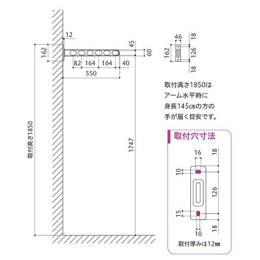 洗濯用具/物干し金物 【窓壁用 ホワイト】 川口技研 『ホスクリーン』 EK-55-W 〔洗濯 物干し 竿 ベランダ〕