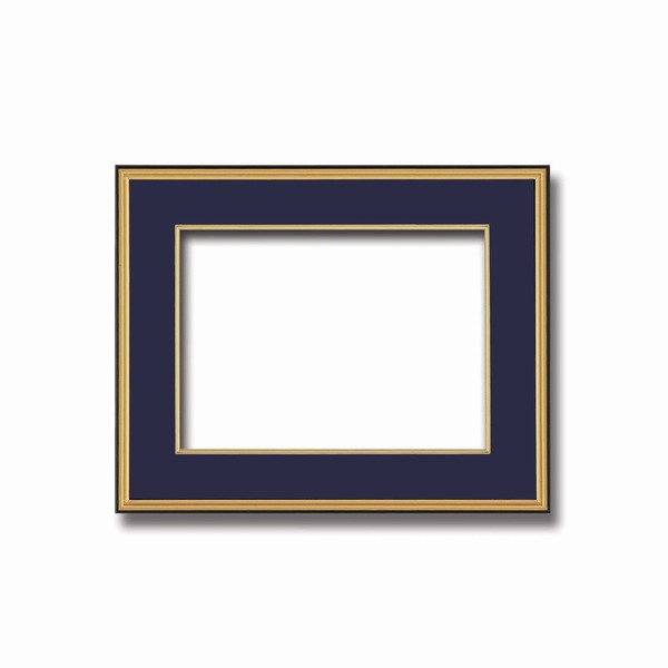 【和額】黒い縁に金色フレーム　日本画額　色紙額　木製フレーム　■黒金　色紙F6サイズ(410×318mm)　紺