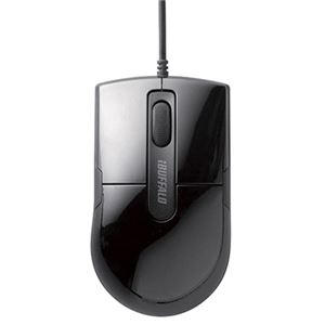 (まとめ) バッファロー 有線BlueLEDマウス 静音 3ボタン Sサイズ ブラック BSMBU26SSBK 1個 【×3セット】