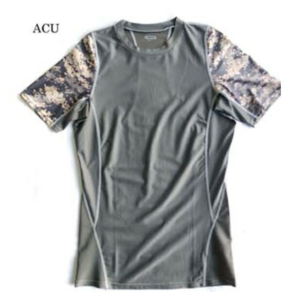 スリムフィットコンプレッションアメリカ軍タクティカルトレーニング吸汗速乾シャツ半袖レプリカ　ACU　L