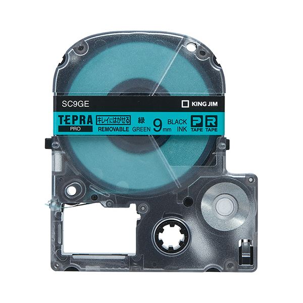（まとめ） キングジム テプラ PRO テープカートリッジ キレイにはがせるラベル 9mm 緑／黒文字 SC9GE 1個 【×5セット】(2)