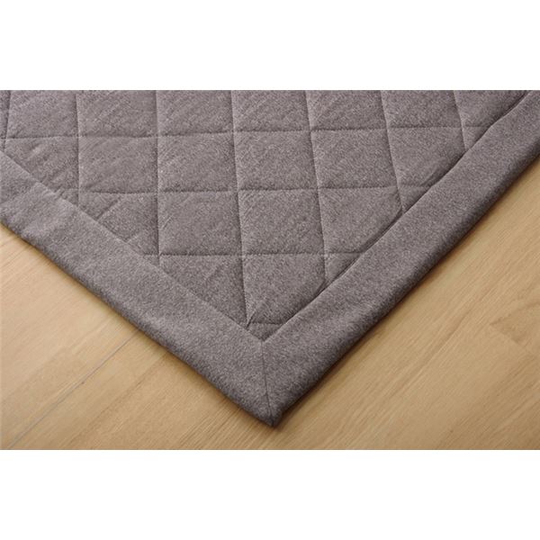 デニム調 ラグマット/絨毯 【3畳 グレー 約190×240cm】 洗える 防滑 ホットカーペット 通年使用可 ニットキルト 〔リビング〕【代引不可】 [2]