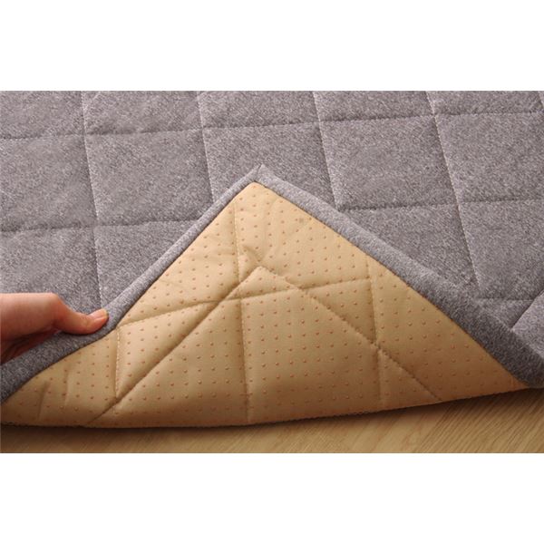 デニム調 ラグマット/絨毯 【3畳 グレー 約190×240cm】 洗える 防滑 ホットカーペット 通年使用可 ニットキルト 〔リビング〕【代引不可】 [3]