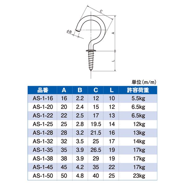 宮川公製作所 ステンレス洋灯吊 20mm [200本入]