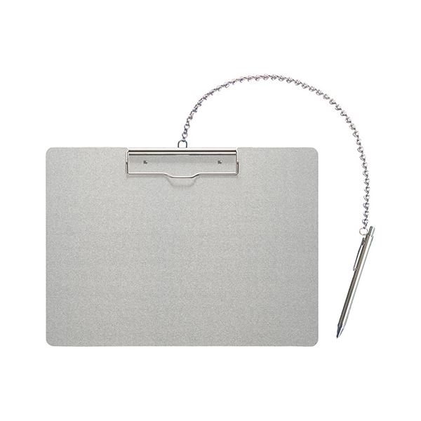 ■サイズ・色違い・関連商品■A4判 タテ型■A4判 ヨコ型[当ページ]■B4判 タテ型■B4判 ヨコ型■A3判 タテ型■A3判 ヨコ型■商品内容食品への異物混入を未然に防ぐため、脱落する部品をなくし、安全性を追求。ペンの落下を防止するチェーンとステンレスペン付き。■商品スペック●規格：A4判●外寸：縦240×横330mm●厚：14.4mm●ボード厚：1mm●綴じ枚数：50枚●材質：板面=アルミ，チェーン/ペン=ステンレス●チェーン，ペン（0.7mm油性ボールペン）付■送料・配送についての注意事項●本商品の出荷目安は【1 - 8営業日　※土日・祝除く】となります。●お取り寄せ商品のため、稀にご注文入れ違い等により欠品・遅延となる場合がございます。●本商品は仕入元より配送となるため、沖縄・離島への配送はできません。[ AS-A4S-P ]