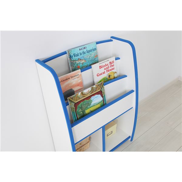 子供用 マガジンラック/雑誌収納 【幅62.7cm ブルー】 日本製 高耐久 知育家具 EVAキッズシリーズ 【完成品】【代引不可】 [2]