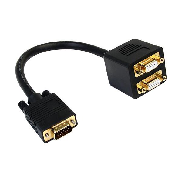 （まとめ）StarTech.com VGAスプリッタ/分配ケーブル 1× VGAオス-2× VGAメス 分配器 30cm ブラック VGASPL1VV 1個 