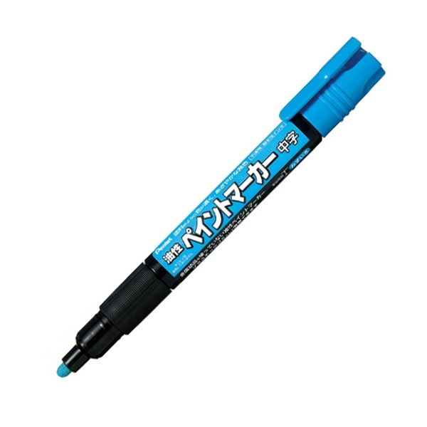 （まとめ）ぺんてる 油性ペイントマーカー 中字 水色 MMP20-S 1セット（10本）【×5セット】