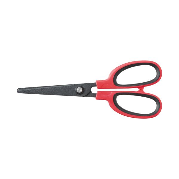 (まとめ) TANOSEE フッ素刃はさみ 刃先先丸 刃渡り65mm レッド 1本 【×30セット】