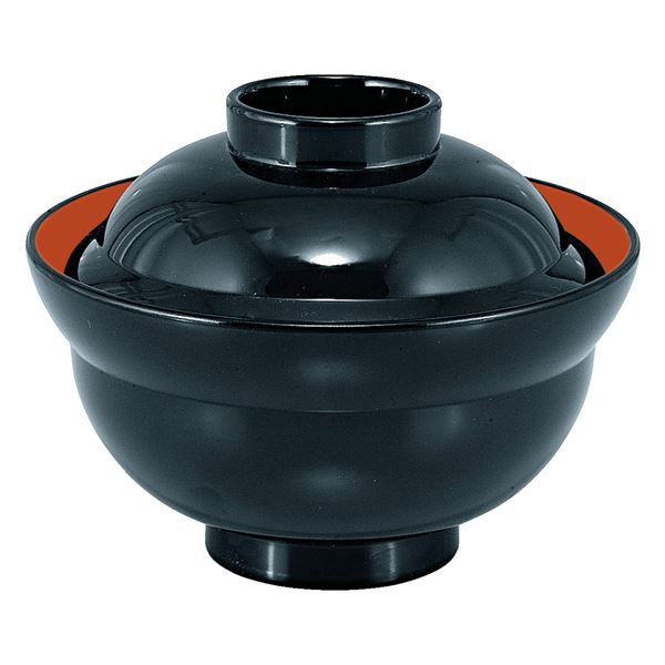 4.6寸 かがみ丼/どんぶり鉢 【黒内朱 TA】 直径140×高さ107(75)mm 日本製 食洗機対応 〔和食 レストラ..