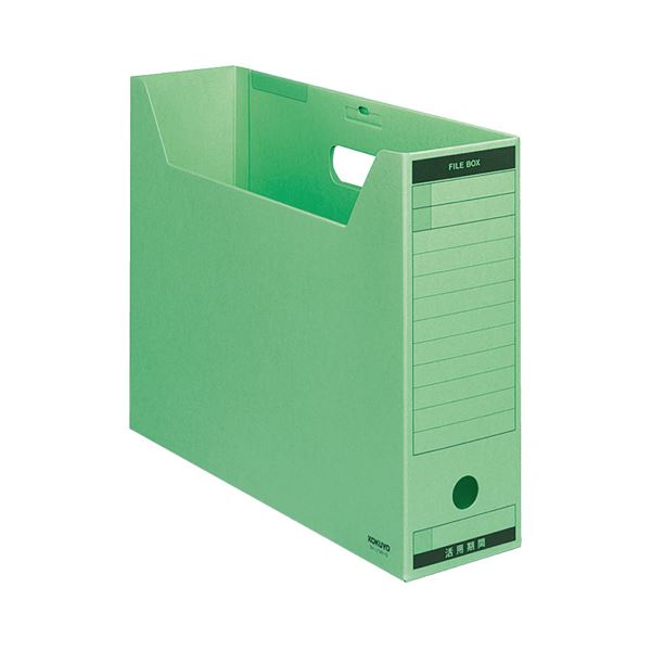 （まとめ）コクヨファイルボックス-FS(Bタイプ) B4ヨコ 背幅102mm 緑 フタ付 B4-LFBN-G 1パック(5冊) 【×3セット】(3)