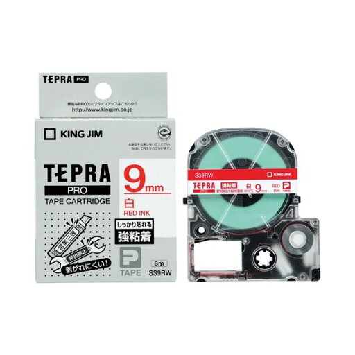 (まとめ)キングジム テプラPROテープ強粘着 白/赤文字 SS9RW【×5セット】 (まとめ)キングジム テプラPROテープ強粘着 白/赤文字 SS9RW【×5セット】