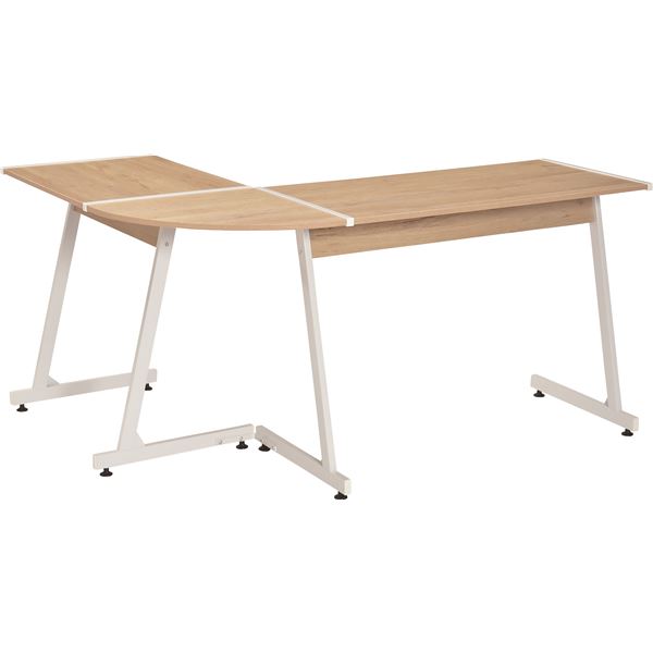 パソコンデスク/PCデスク 【幅147cm コーナータイプ ナチュラル】 スチール アイアン コーナーデスク 組立品 〔在宅ワーク〕【代引不可】 [3]