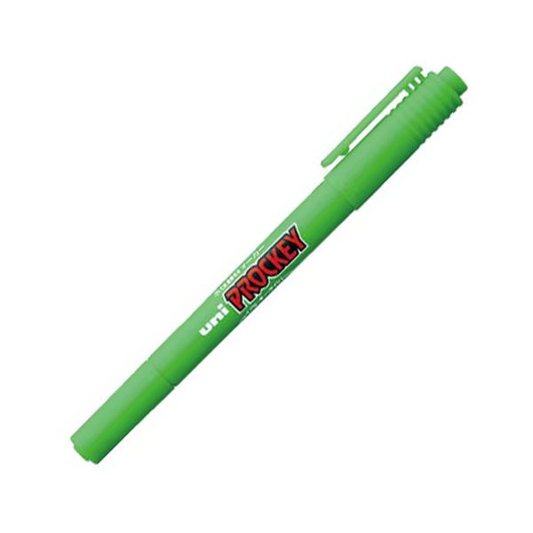 (まとめ) 三菱鉛筆 水性マーカー プロッキー 細字丸芯+極細 黄緑 PM120T.5 1本 【×100セット】