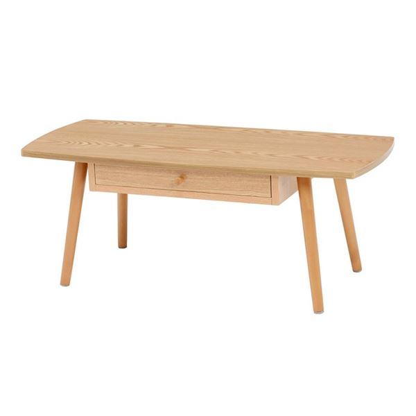 センターテーブル ローテーブル 約幅95×奥行40×高さ37cm ナチュラル スクエア型 引き出し 木製脚付 組立品 リビング…