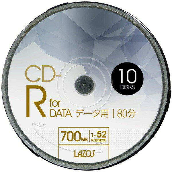 LAZOS CD-Rメディア 52倍速 10枚スピンドル40個セット L-CD10P-40P