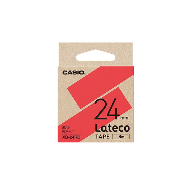 （まとめ） カシオ ラベルライター Lateco専用詰替用テープ 赤に黒文字 24mm 【×3セット】(2)