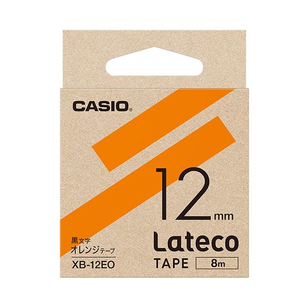 カシオ ラテコ 詰替用テープ12mm×8m オレンジ/黒文字 XB-12EO 1セット(5個)