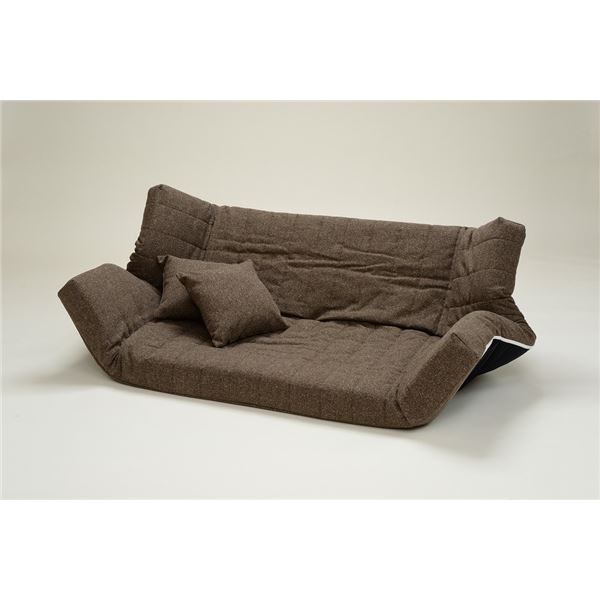 Love Sofa - 低反発 リクライニングソファー/ローソファー 【2人掛け ファブリック生地 ブラウン】 肘付き 同色クッション2個付き 日本製【代引不可】