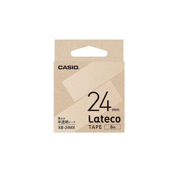 (まとめ) カシオ ラベルライター Lateco専用詰替用テープ 半透明に黒文字 24mm 【×3セット】